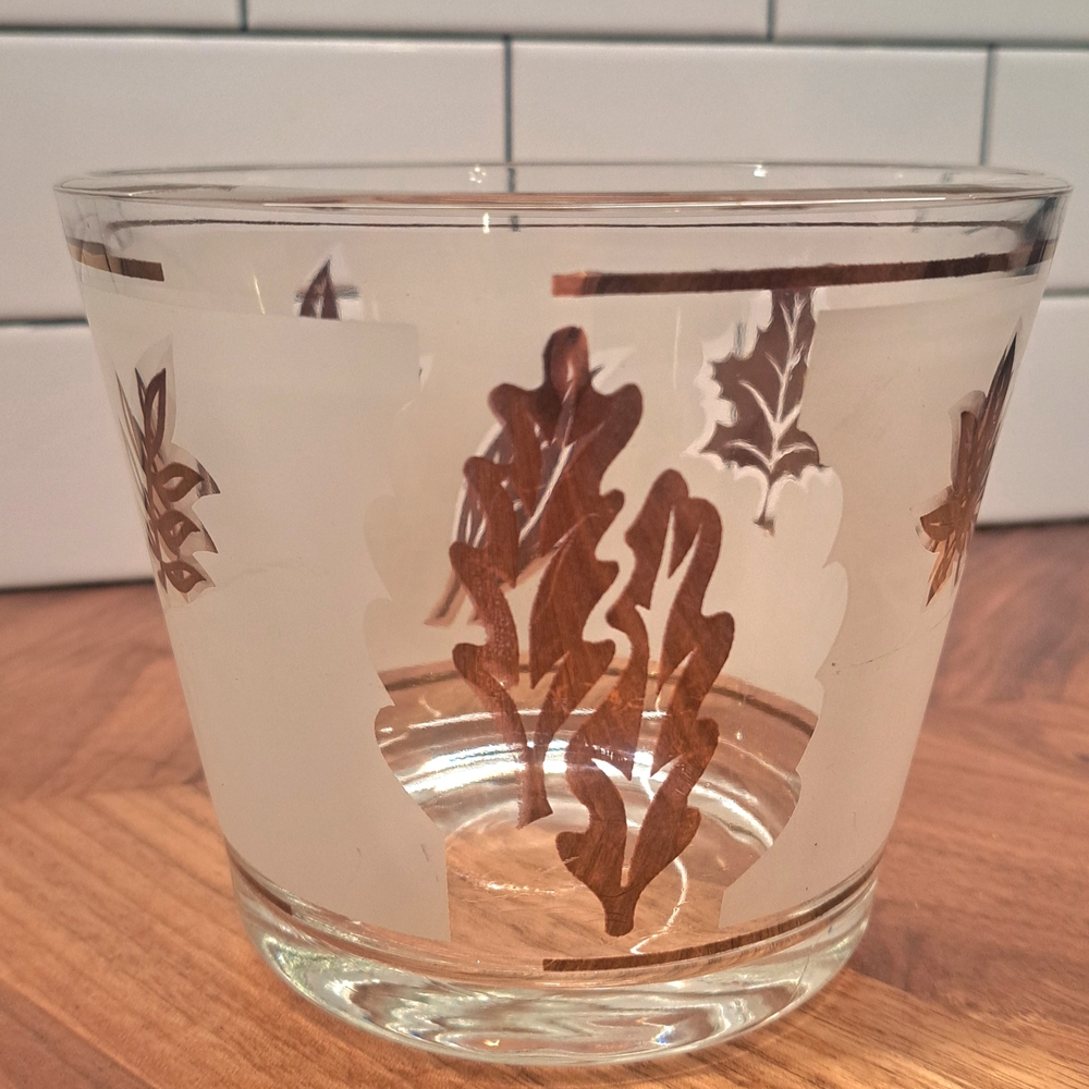 Libbey Brown Leaf Design Glass